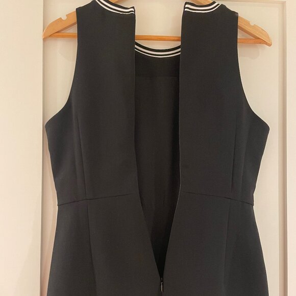 Banana Republic Black Dress Size 4 Petite White Stripe Neck Detail - Picture 9 of 16